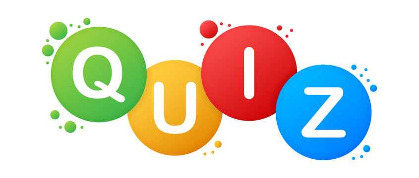 Quiz logo with speech bubble symbols, concept of questionnaire show sing, quiz button, question competition. Vector stock illustration.