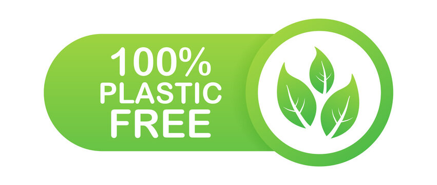 Plastic free green icon badge. Bpa plastic free chemical mark. Vector stock illustration.