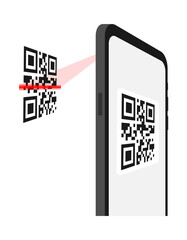 Scan QR code to Mobile Phone. Electronic , digital technology, barcode. Vector stock illustration.