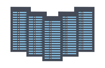 Data center. Mainframe service concept banner, server rack. Server room concept, data bank center. Vector stock illustration.