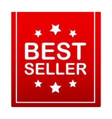 Best seller Red Label. Red Web Ribbon. Vector stock illustration.