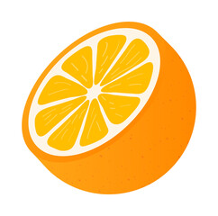 Orange with leaves whole and slices of oranges. Vector stock illustration of oranges.