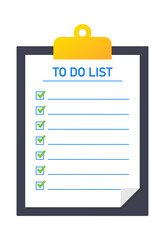 To do list or planning icon concept. Paper sheets with check marks. Vector illustration.