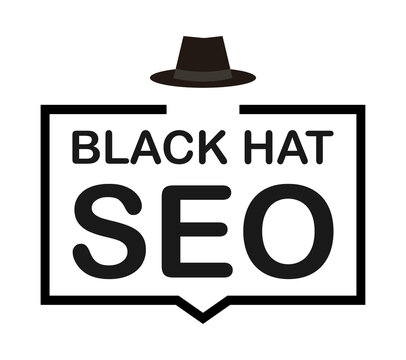 Black hat seo banner. Magnifier, and other search engine optimization tools and tactics. Vector stock illustration.