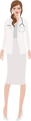 flat style woman doctor with stethoscope