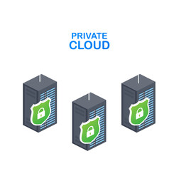 VPC. Private cloud within a company icon of secure data store hand managing. Vector stock illustration.