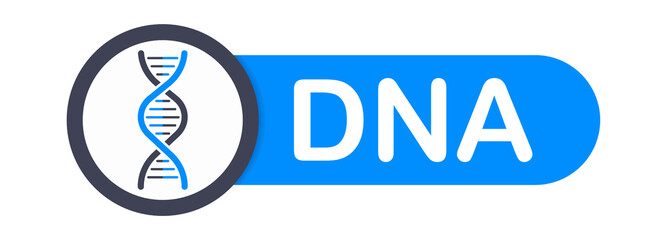 DNA Badge, icon, stamp, logo. Vector stock illustration.