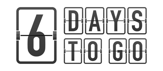 Six days to go. Time icon. Vector stock illustration