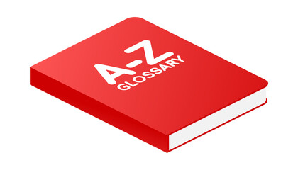 Concept A-Z glossary book for web page, banner, social media. Vector stock illustration - obrazy, fototapety, plakaty