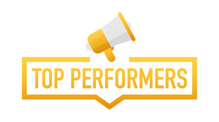 Top Performers. Badge, icon, stamp, logo. Vector stock illustration.