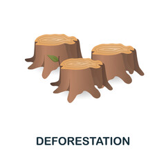 Deforestation icon. 3d illustration from climate change collection. Creative Deforestation 3d icon for web design, templates, infographics and more