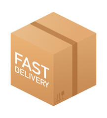 Web banner for Fast Delivery Box and E-Commerce. Flat elements isolated vector illustration