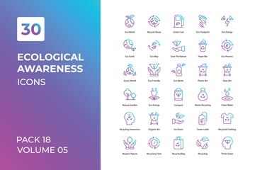 Ecological Awareness icons collection. Set contains such Icons as recycling, global warming, solar energy, turbine energy, radioactivity,   and more