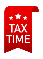 Tax time red ribbon on white background. Vector stock illustration