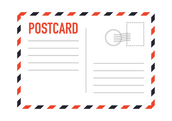 Postal card isolated on white background. Vector stock illustration