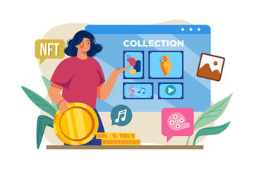 NFT collection Illustration concept on white background