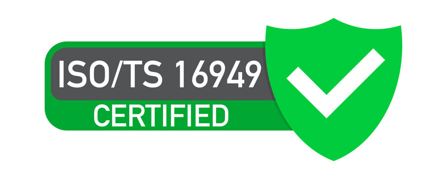 ISO TS 16949 Certified badge, icon. Certification stamp. Flat design vector. Vector stock illustration.
