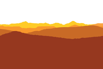 Fototapeta na wymiar Silhouette of mountains. Desert flat vector design illustration