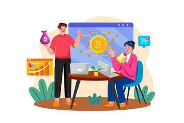 How To Buy Bitcoin Illustration concept on white background