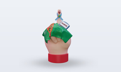 Naklejka premium 3d Diabetes day Turkmenistan rendering front view