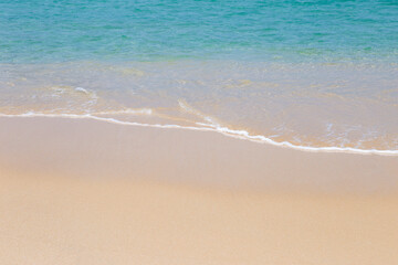 Beautiful clean sandy beach on tropical island in south of Thailand, peaceful beach, outdoor day light, summer holiday