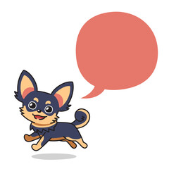 Cartoon character cute chihuahua dog with speech bubble for design.