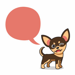 Fototapeta na wymiar Cartoon character happy chihuahua dog with speech bubble for design.