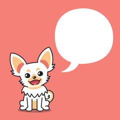 Cartoon character white chihuahua dog with speech bubble for design.