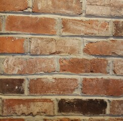 Old weathered and marked grungy brick wall with copy space