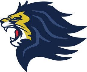 Lion Head Roaring Sports Logo Design Icon