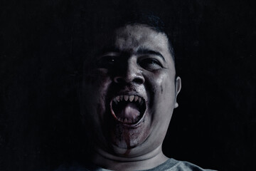 Scary vampire man on dark background