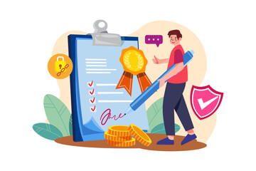 Smart Contract Illustration concept on white background