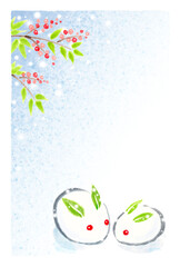 寒中見舞い・喪中はがき・卯年年賀状（雪うさぎ）テンプレート 02