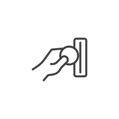 Hand insert coin line icon