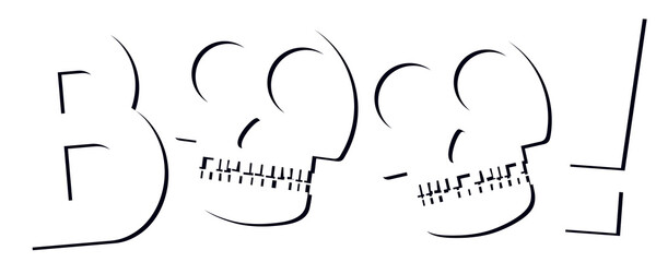 Halloween graphics wtih skulls - Boo! - transparent background