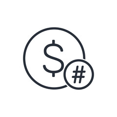 financial hashtag. Vector linear icon isolated on white background.