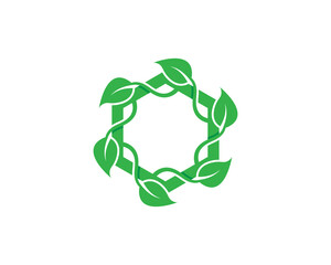 Hexagon Leaf Logo Concept icon sign symbol Design Element. Herbal, Natural Products, Cosmetics, Ecology, health Care, spa, yoga Logotype. Vector illustration template