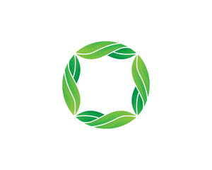 Green Leaf Circle Logo Concept icon sign symbol Design Element. Letter O, Round, Herbal, Natural Products, Cosmetics, Ecology, health Care, spa, yoga Logotype. Vector illustration template