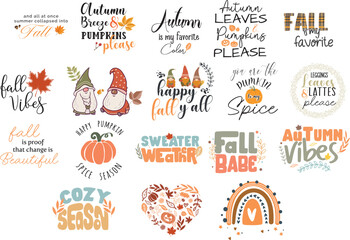 Happy Fall Bundle, quotes, vector graphics