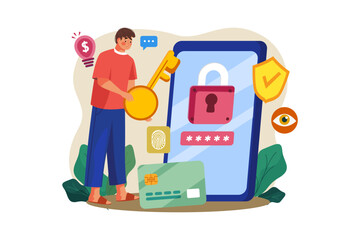NFT Security Token Illustration concept on white background