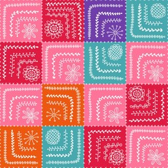 Textile tile hand drawn country style seamless pattern patchwork