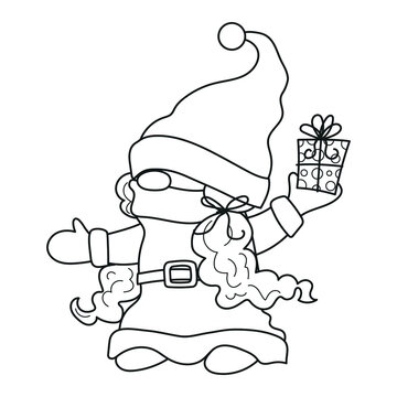 Cute mother Santa's gnome, winter clipart