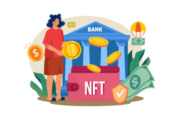 Naklejka premium NFT wallet Illustration concept on white background