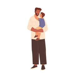 Son and father, happy family, vector illustration.