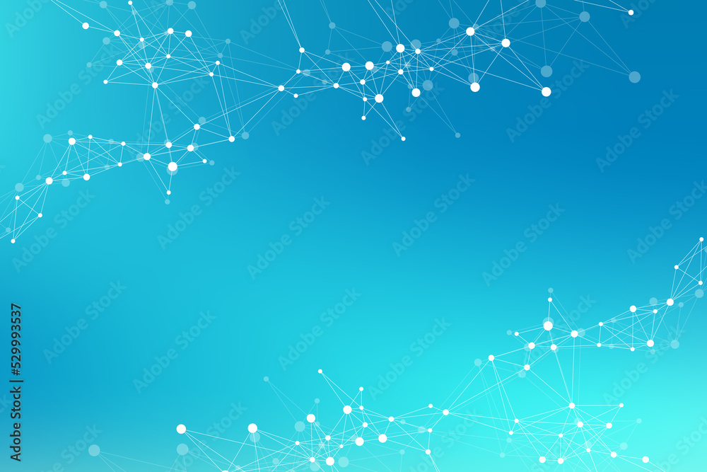 Aufkleber Geometric abstract background with connected lines and dots. Connectivity flow point. Molecule and communication background. Graphic connection background for your design illustration.
