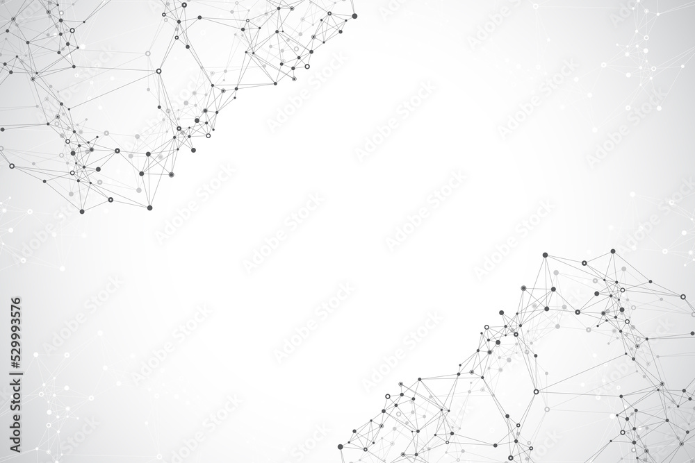 Poster Global network connection. Social network communication in the global business. World map point and line composition concept, illustration.
