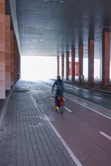 cyclist on the street, bicycle mode of transportation in Bilbao city