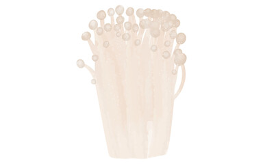 秋の味覚、キノコのシンプルなイラスト　エノキタケ