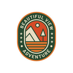 Vintage adventure mountain logo badge