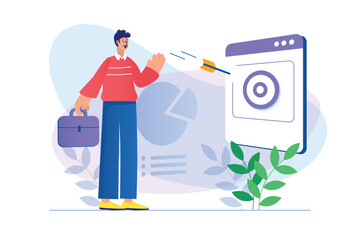 Business target concept with people scene. Vector illustration